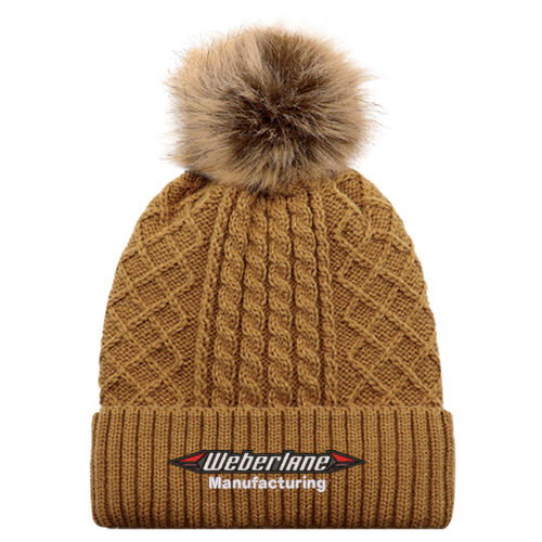 Cuff Toque Satin Inside Faux Fur Pom Pom Thumbnail
